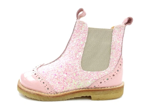 Angulus støvlette rosa/beige glitter med hulmønster